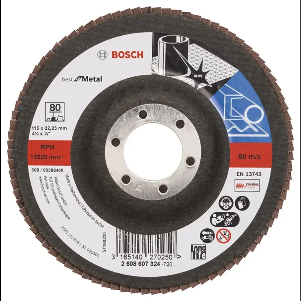 Bosch Lamelslibeskive B:mt Ø115x22mm K80 Flad - 2608607324