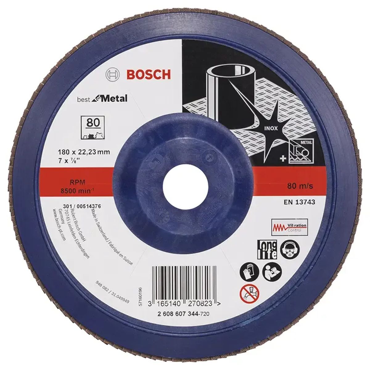 Bosch Lamelslibeskive B:mt Ø180x22mm K80 Flad - 2608607344