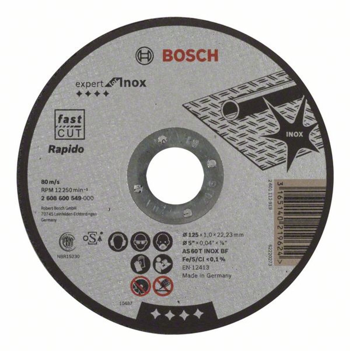 Bosch Lige Skæreskive 125x1,0 mm AS 60 T INOX BF