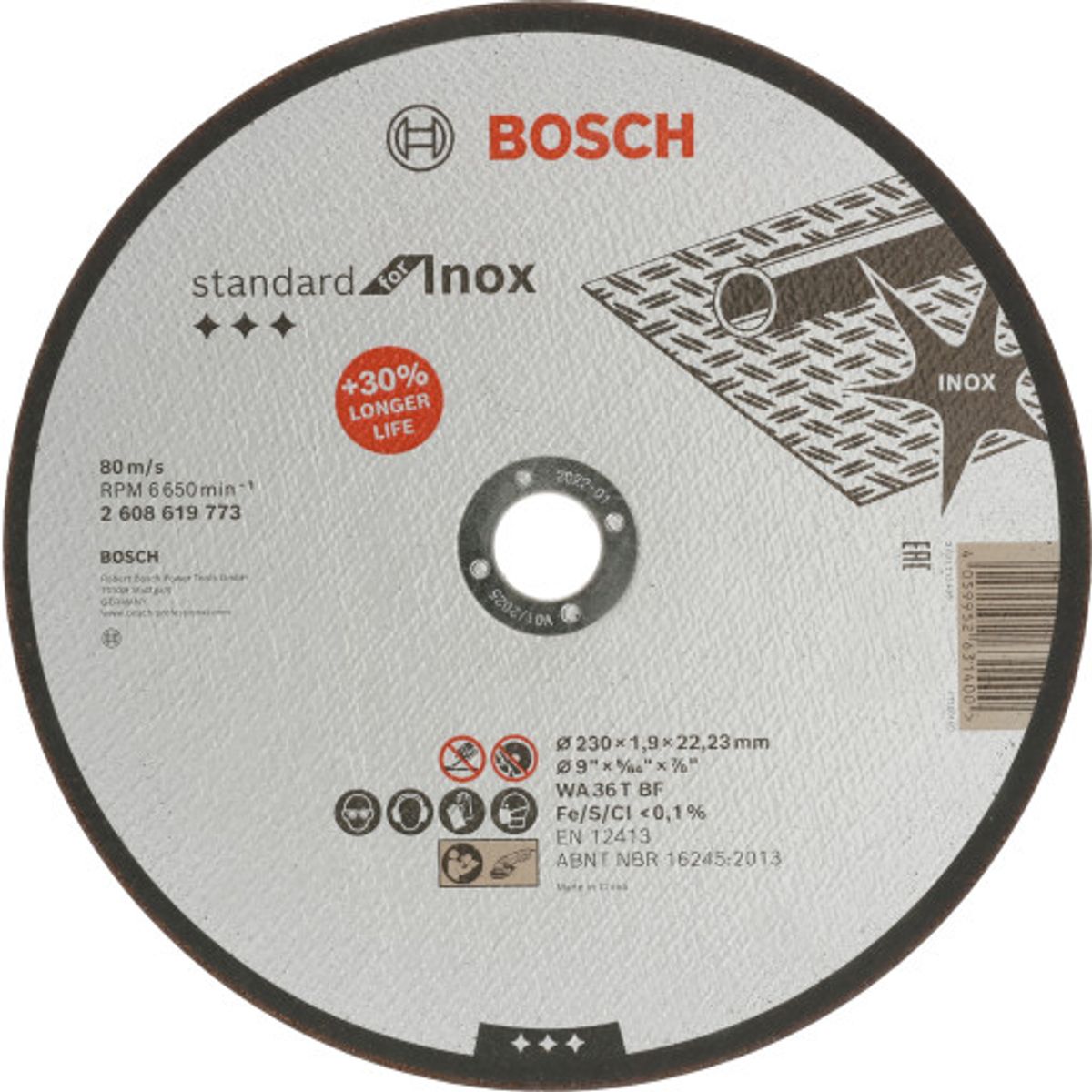 Bosch skæreskive, Standard for INOX/Steel, Ø230/22,2 x 1,9 mm