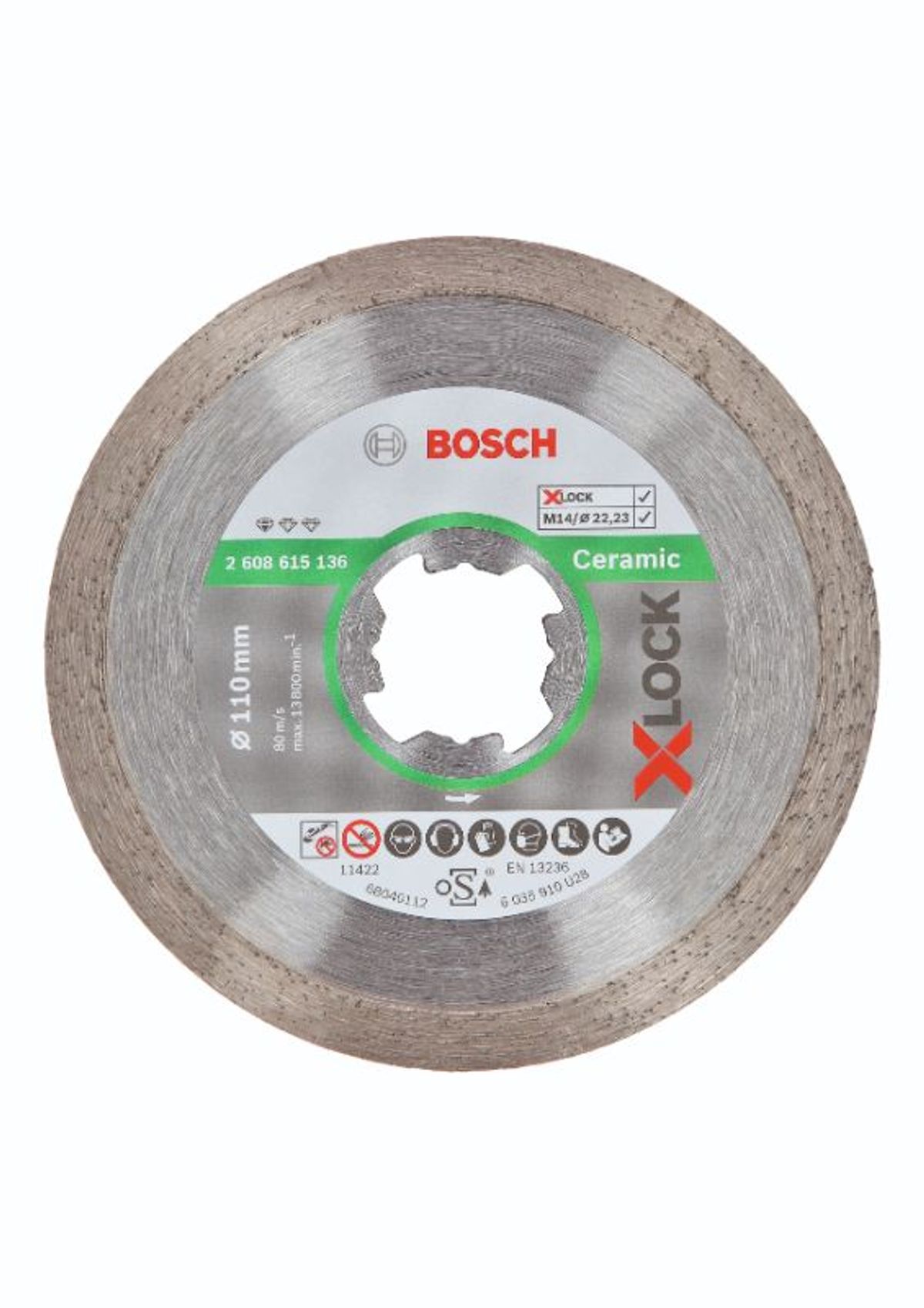 Bosch X-LOCK Standard for Ceramic-diamantskæreskive, 110 x 22,23 x 1,6 x 7,5