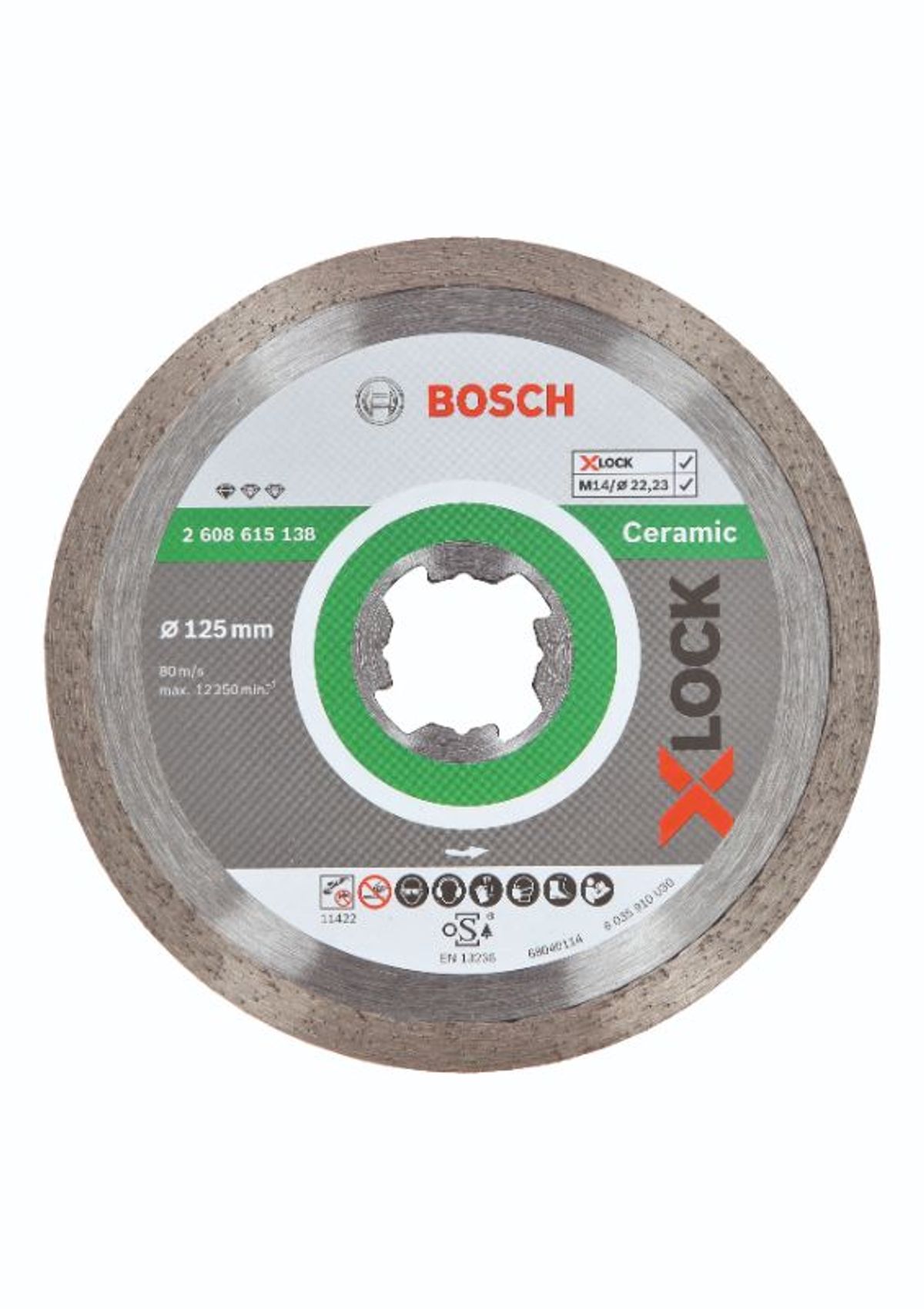 Bosch X-LOCK Standard for Ceramic-diamantskæreskive, 125x22,23x1,6x7.