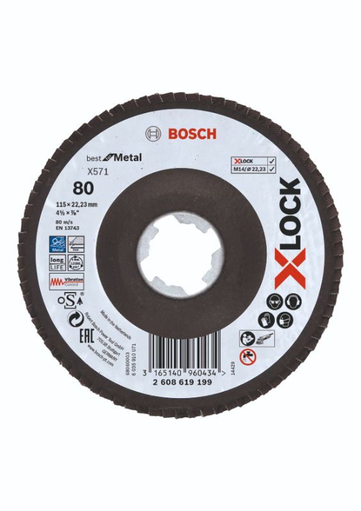 Bosch X-LOCK X571 Best for Metal-lamelslibeskive skrå 115mm K80