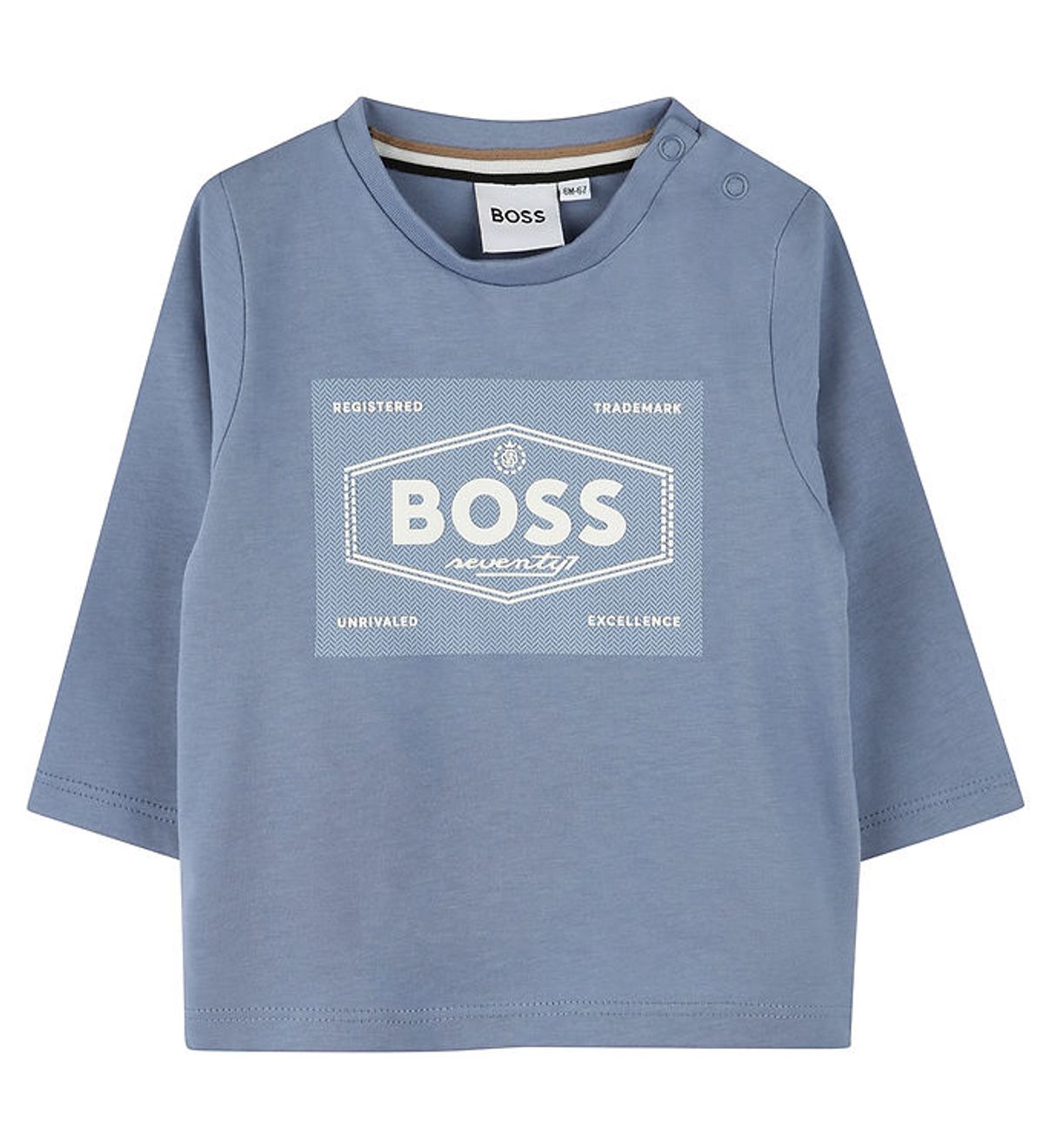 BOSS Bluse - Lyseblå m. Hvid