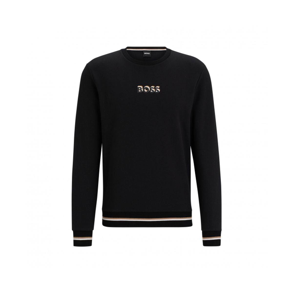 BOSS ikonisk bomulds sweatshirt m.logo i sort til herre | Regular casual fit|