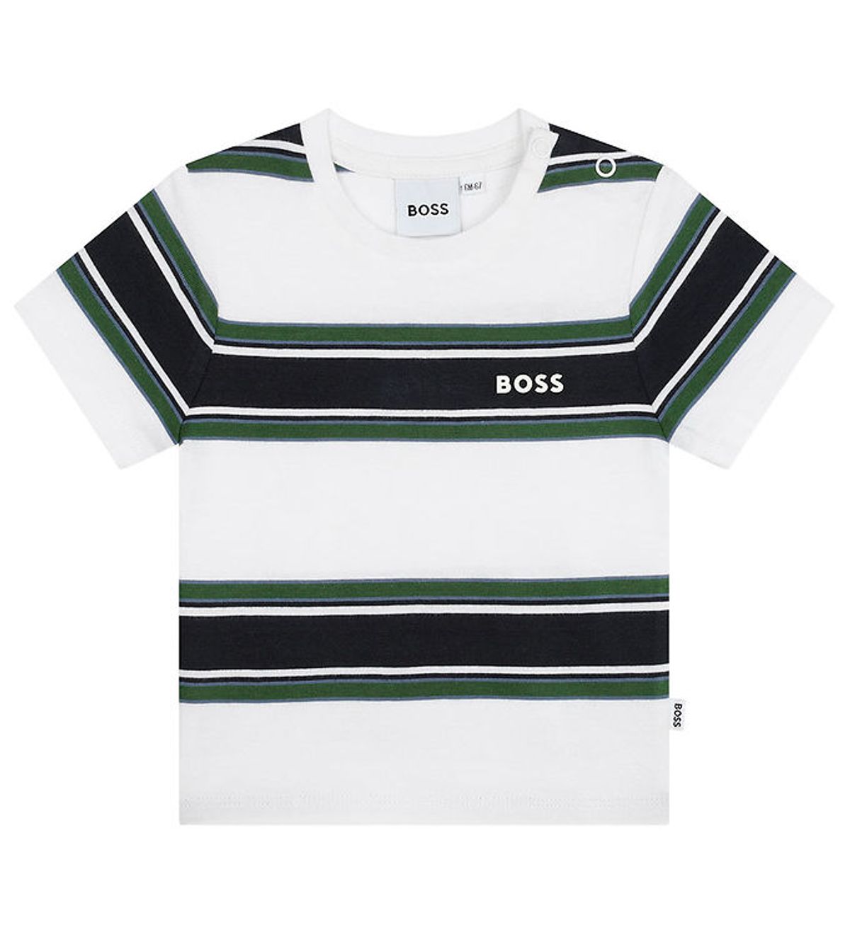 BOSS T-shirt - Hvid/Navystribet m. Grøn