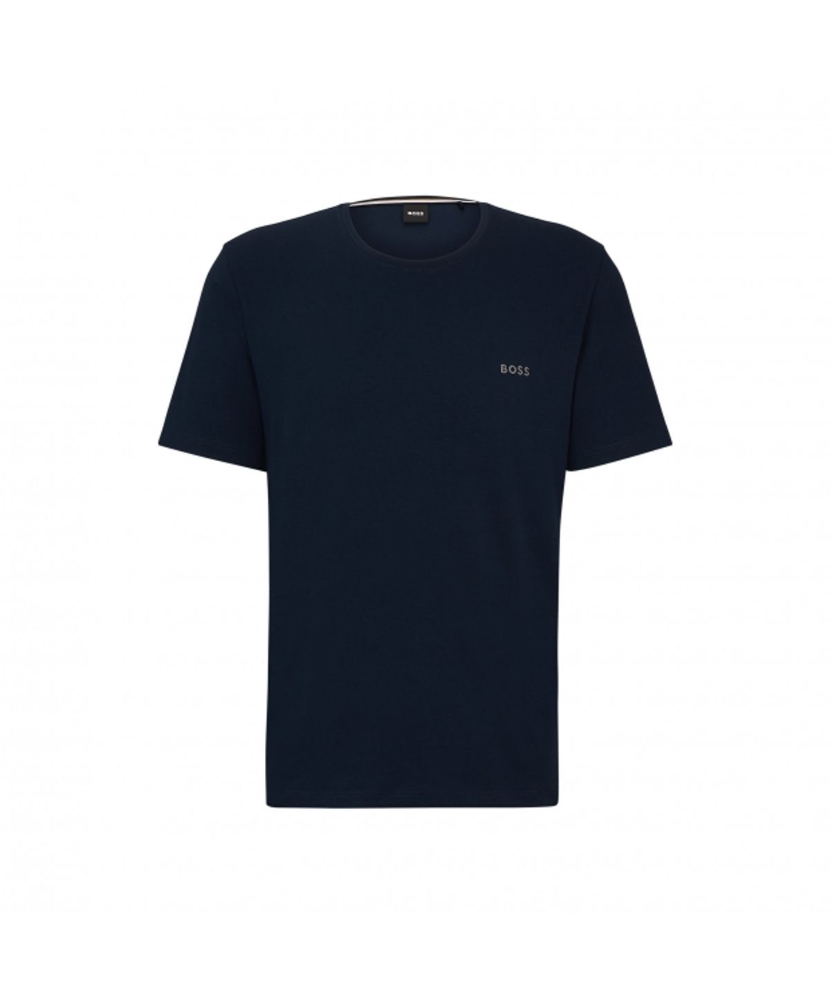 BOSS T-shirt med bomuld & kontrasterende logo i navy til herre