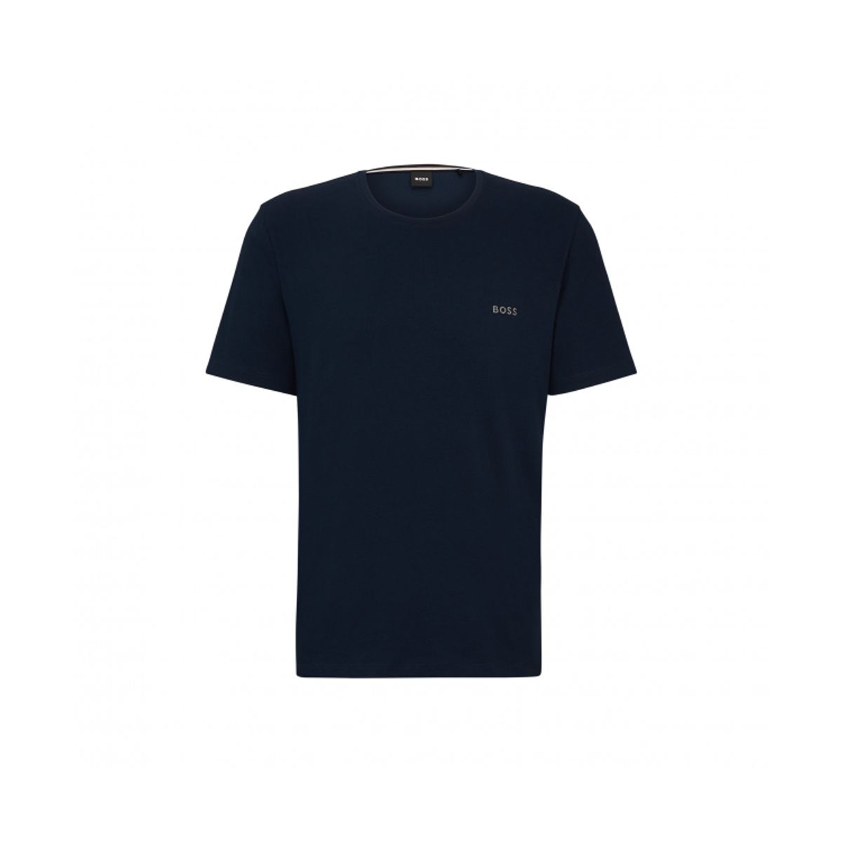 BOSS T-shirt med bomuld & kontrasterende logo i navy til herre