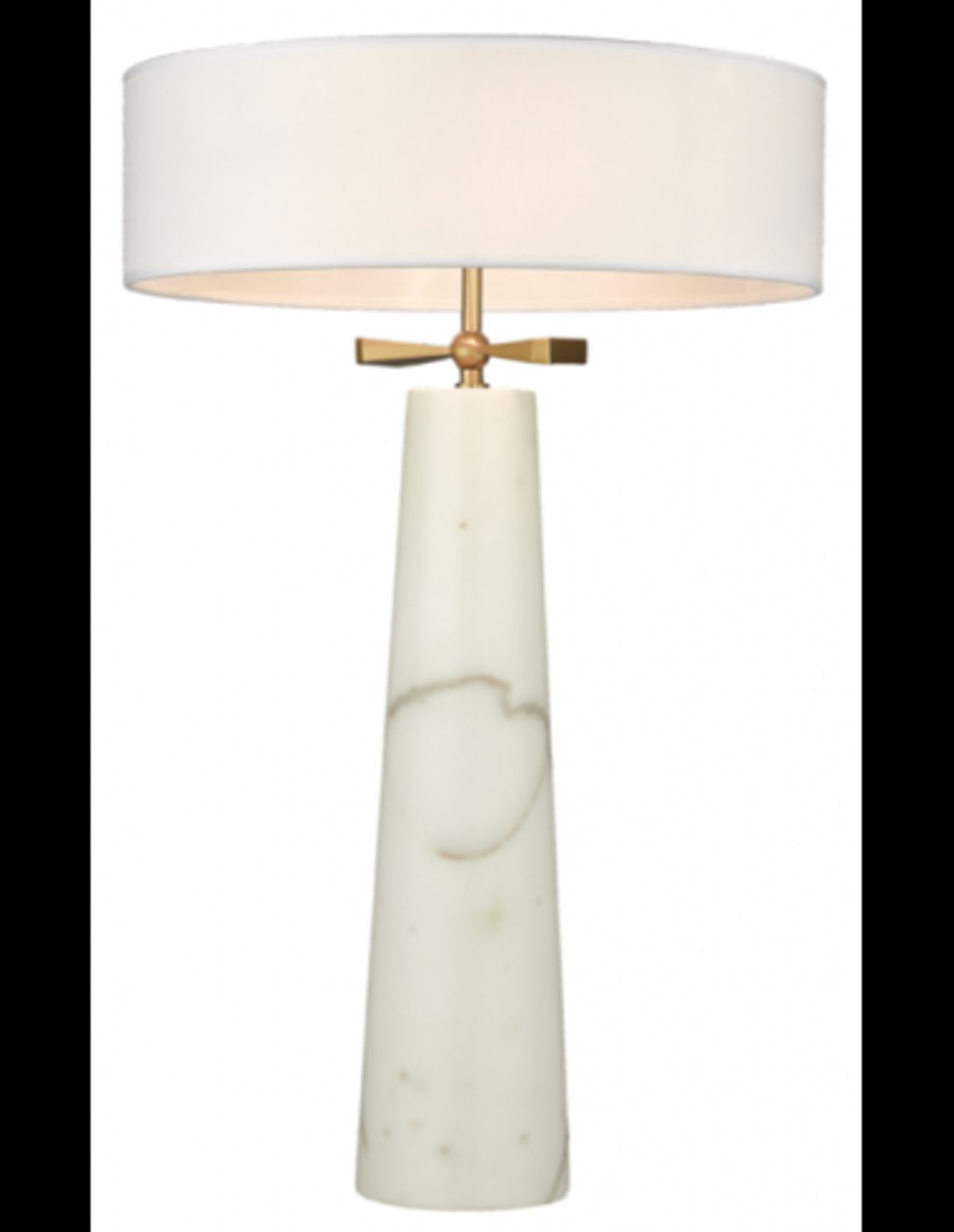 BOW Bordlampe i marmor og tekstil H63,5 cm 2 x E27 - Hvid marmor/Opalhvid