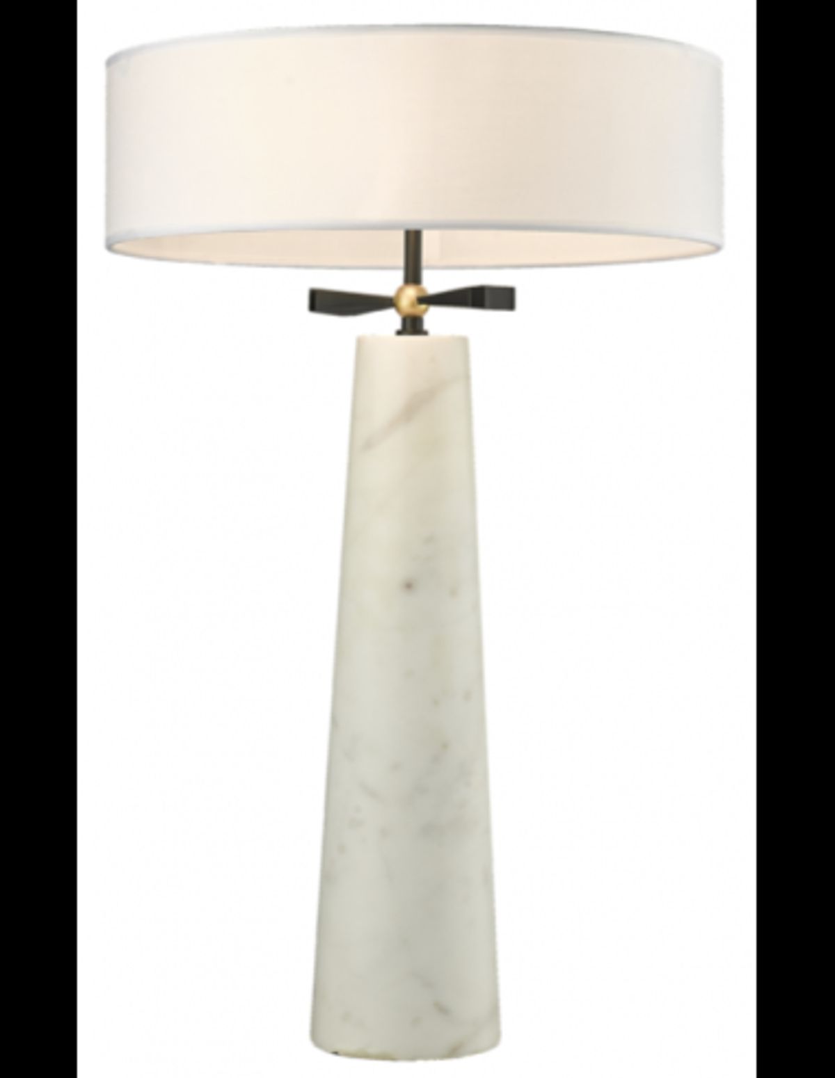 BOW Bordlampe i marmor og tekstil H63,5 cm 2 x E27 - Hvid marmor/Opalhvid