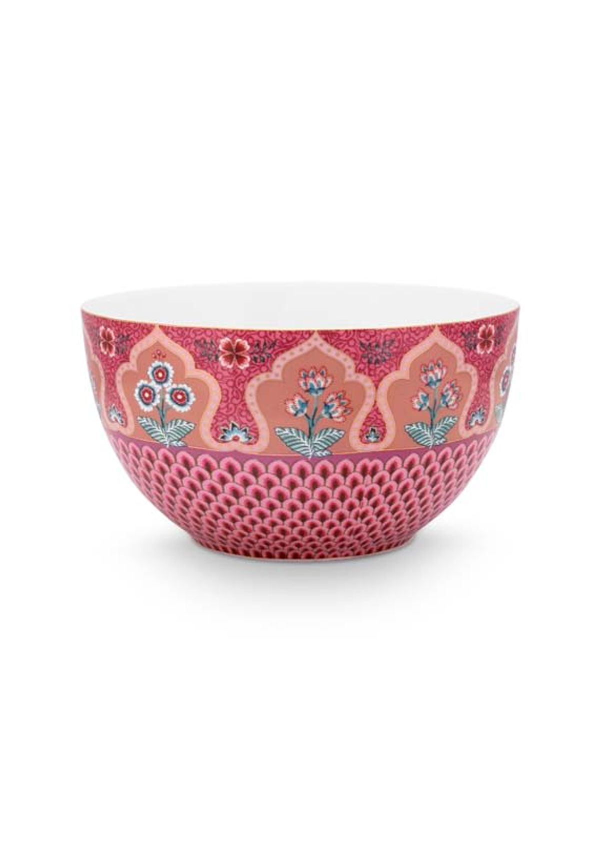 Bowl Flower Festival Scallop Deco Dark Pink 18cm