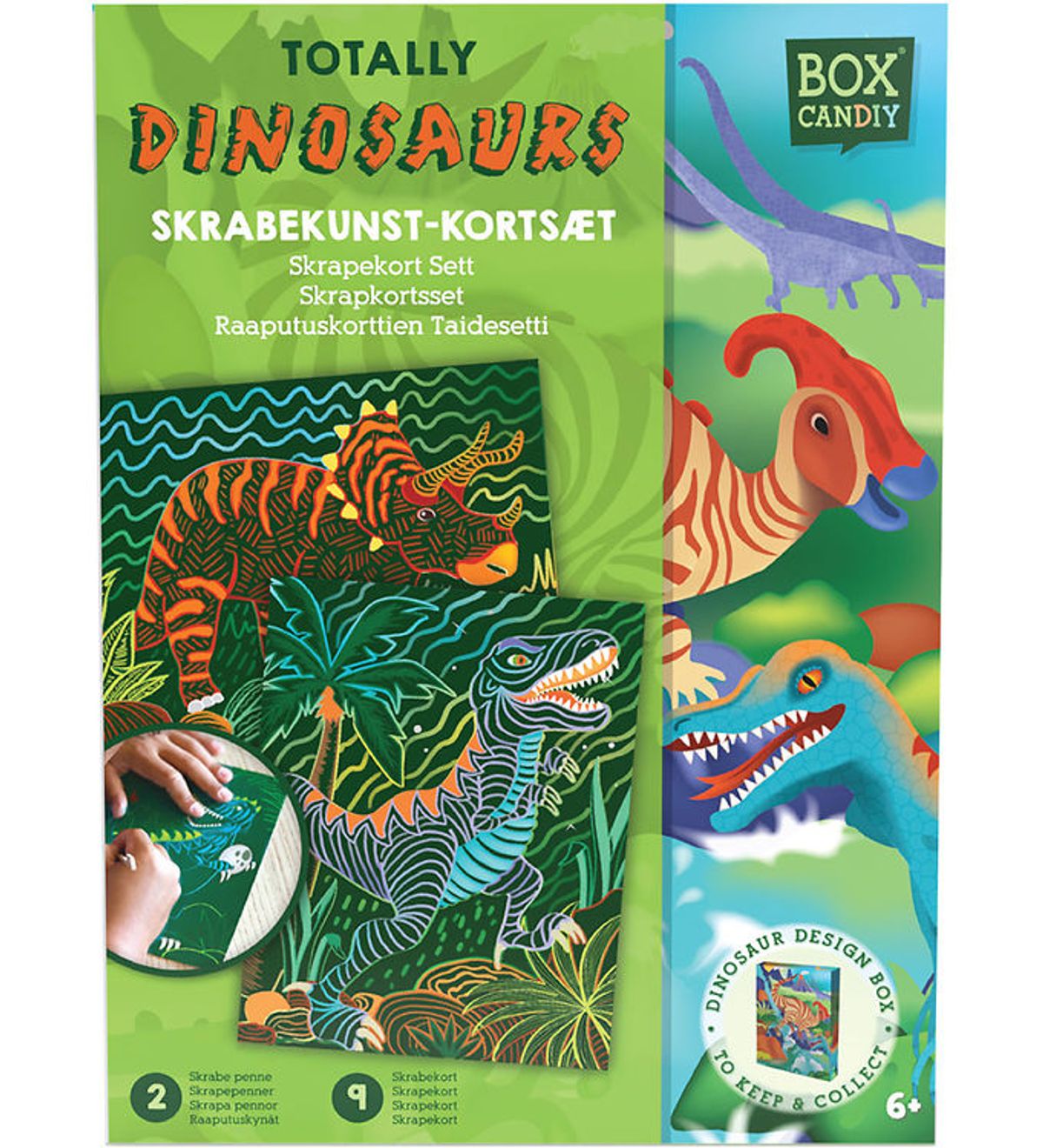 BOX CANDIY Kreasæt - Skrabekunst-kortsæt - Totally Dinosaurs