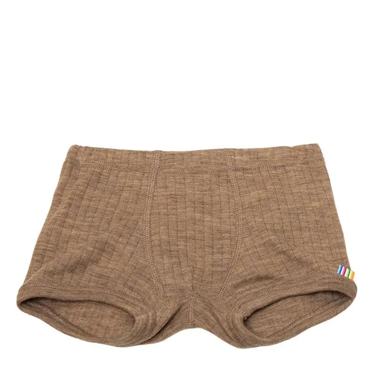 Boxershorts i brun beigefarvet 100% merinould - ribform