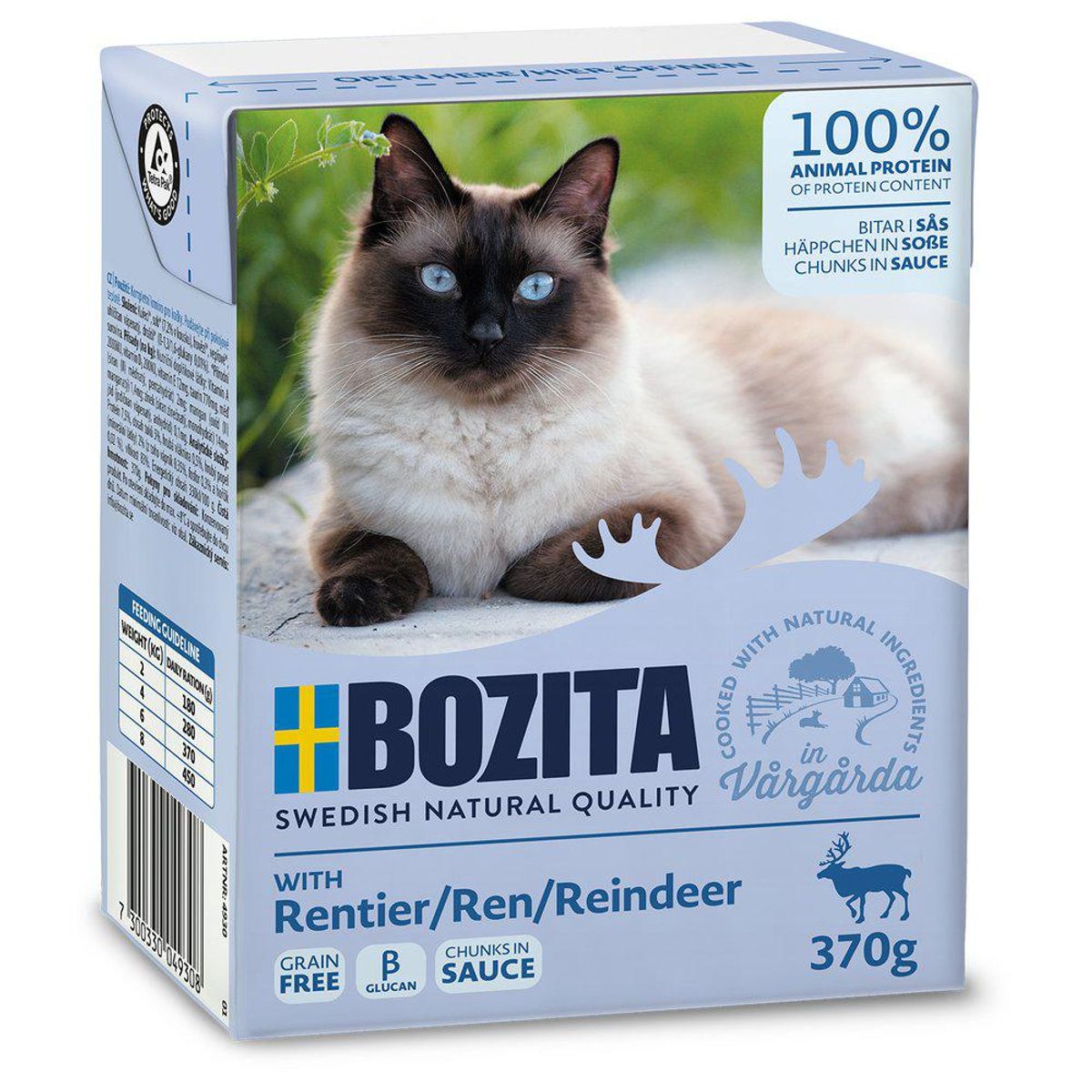 Bozita Vådfoder Til Katte, Rensdyr Bidder i sovs, 370g