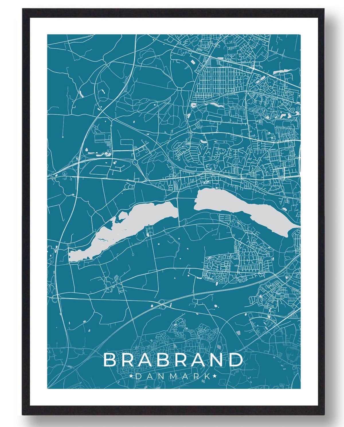 Brabrand by plakat - blå (Størrelse: XS - 15x21cm (A5))