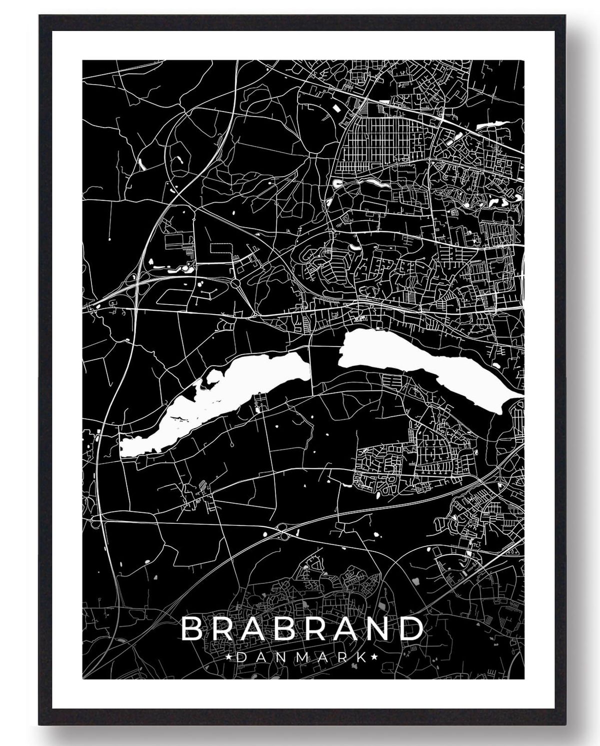 Brabrand by plakat - sort (Størrelse: S - 21x29,7cm (A4))