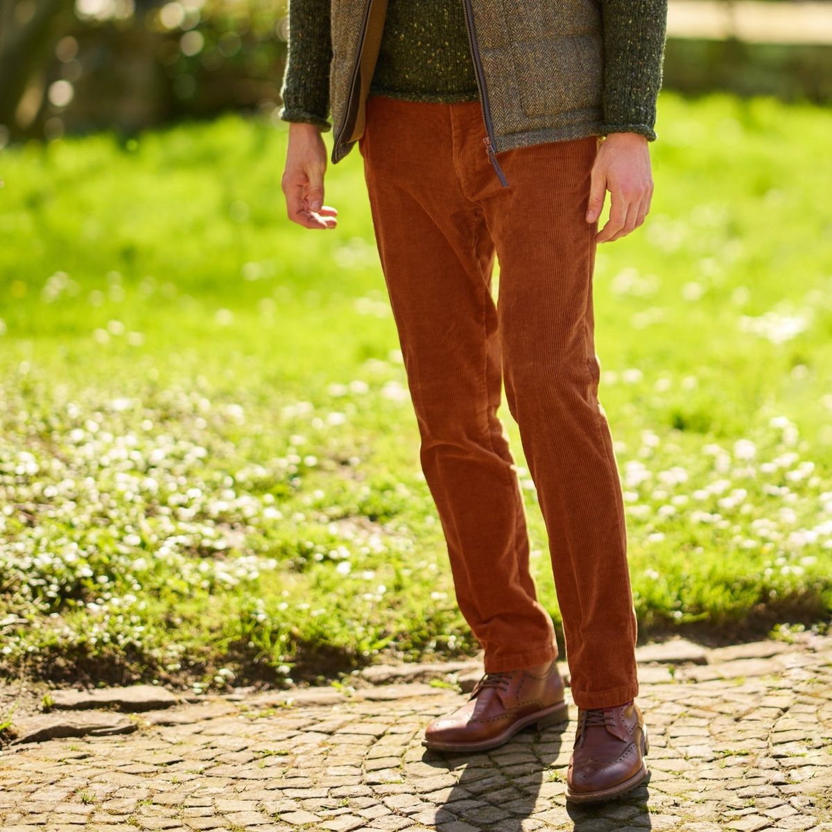 Bradley fløjlsbukser herre, Genovafløjl med stretch, burnt orange - 106 EU