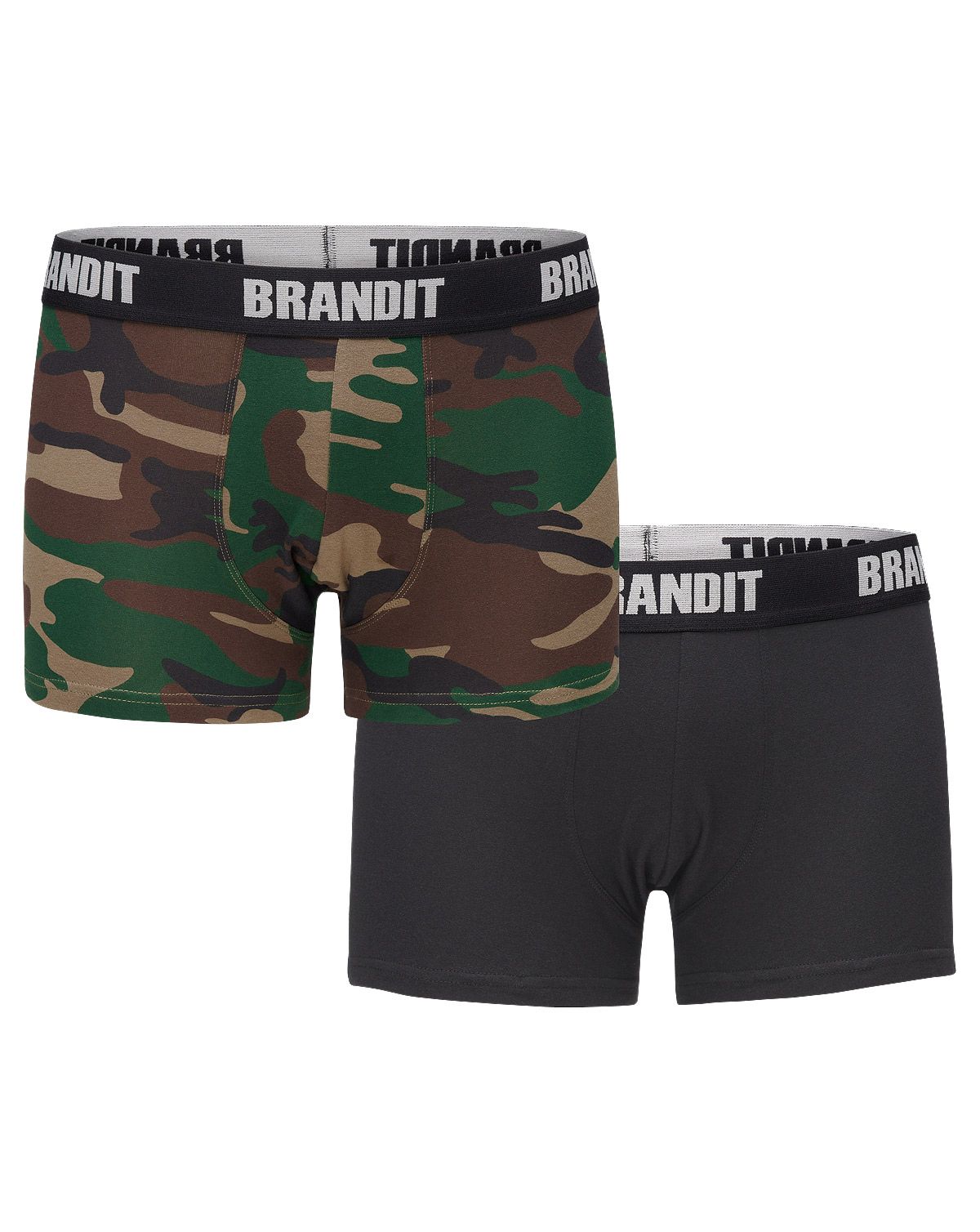 Brandit Boxershorts med Logo 2-Pak Woodland / Sort