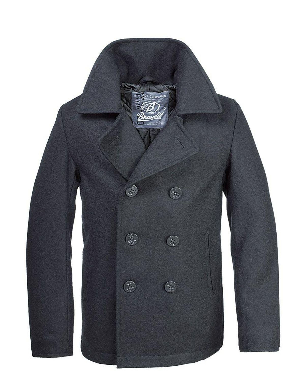 Brandit Pea Coat Skipperjakke Sort