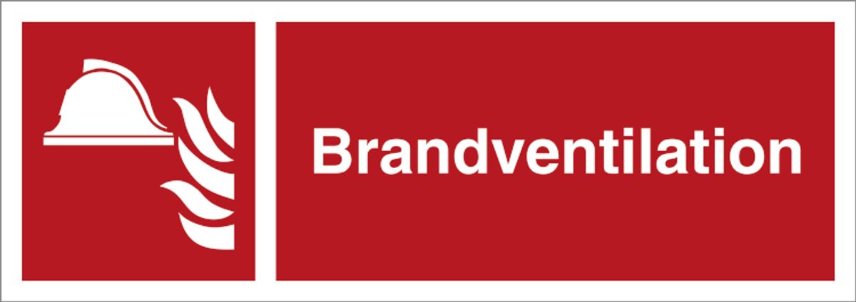 Brandskilt - Brandventilation - Vinyl klistermærke - 105 x 297 mm