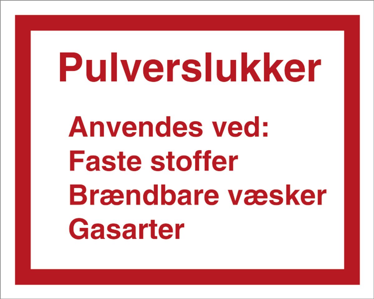 Brandskilt - Pulverslukker - Plast - 100 x 125 mm