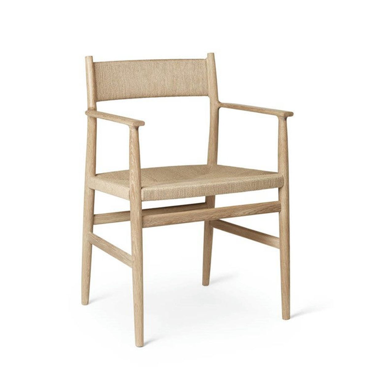 Brdr. Krüger Arv Spisebordsstol m/armlæn White Oiled Oak Weaved Backrest