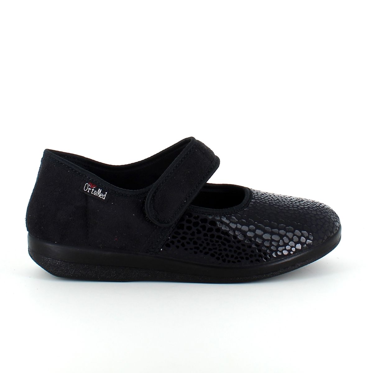 Bred ballerina med velcro og plads - 38