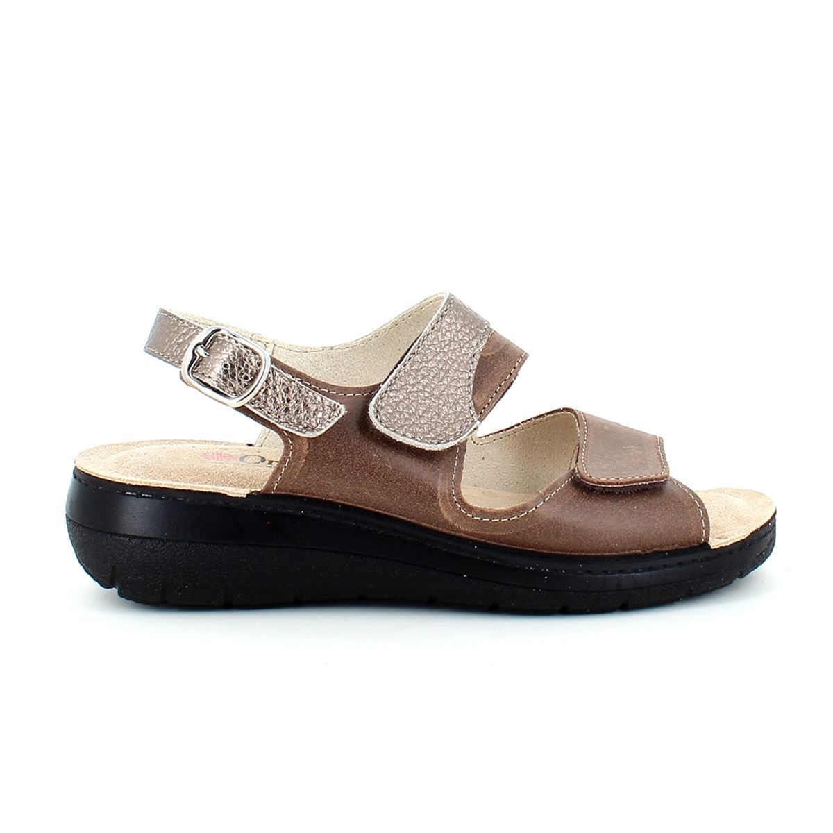 Bred skind sandal med velcro - 40