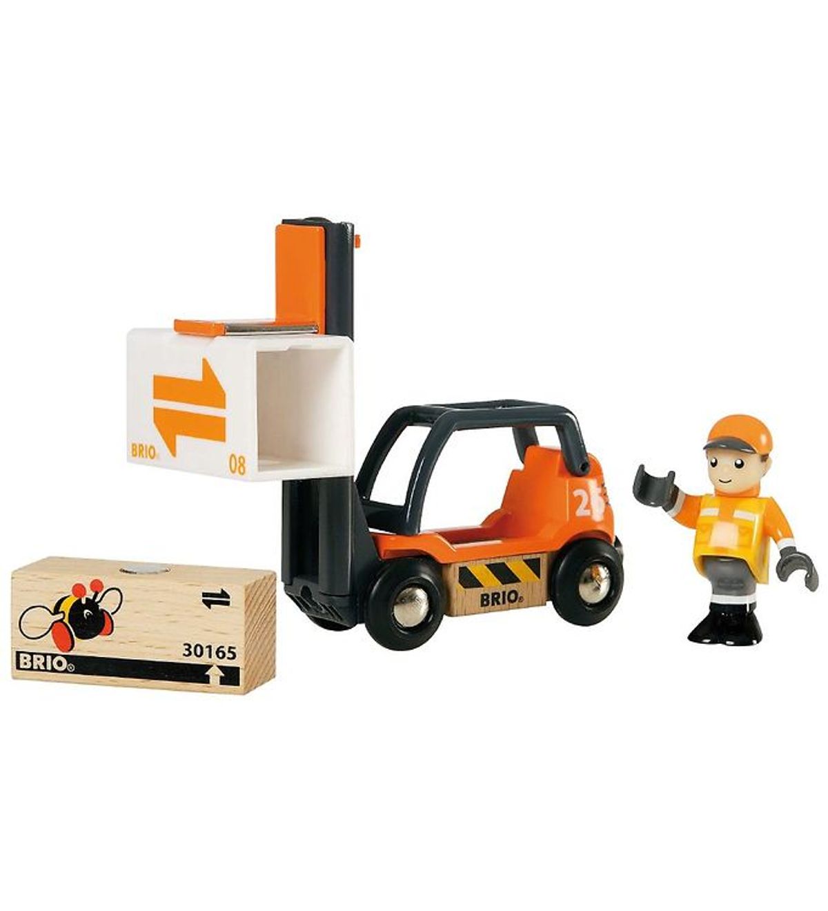 BRIO World Gaffeltruck m. Tilbehør - 9 cm - Orange/Sort 33573