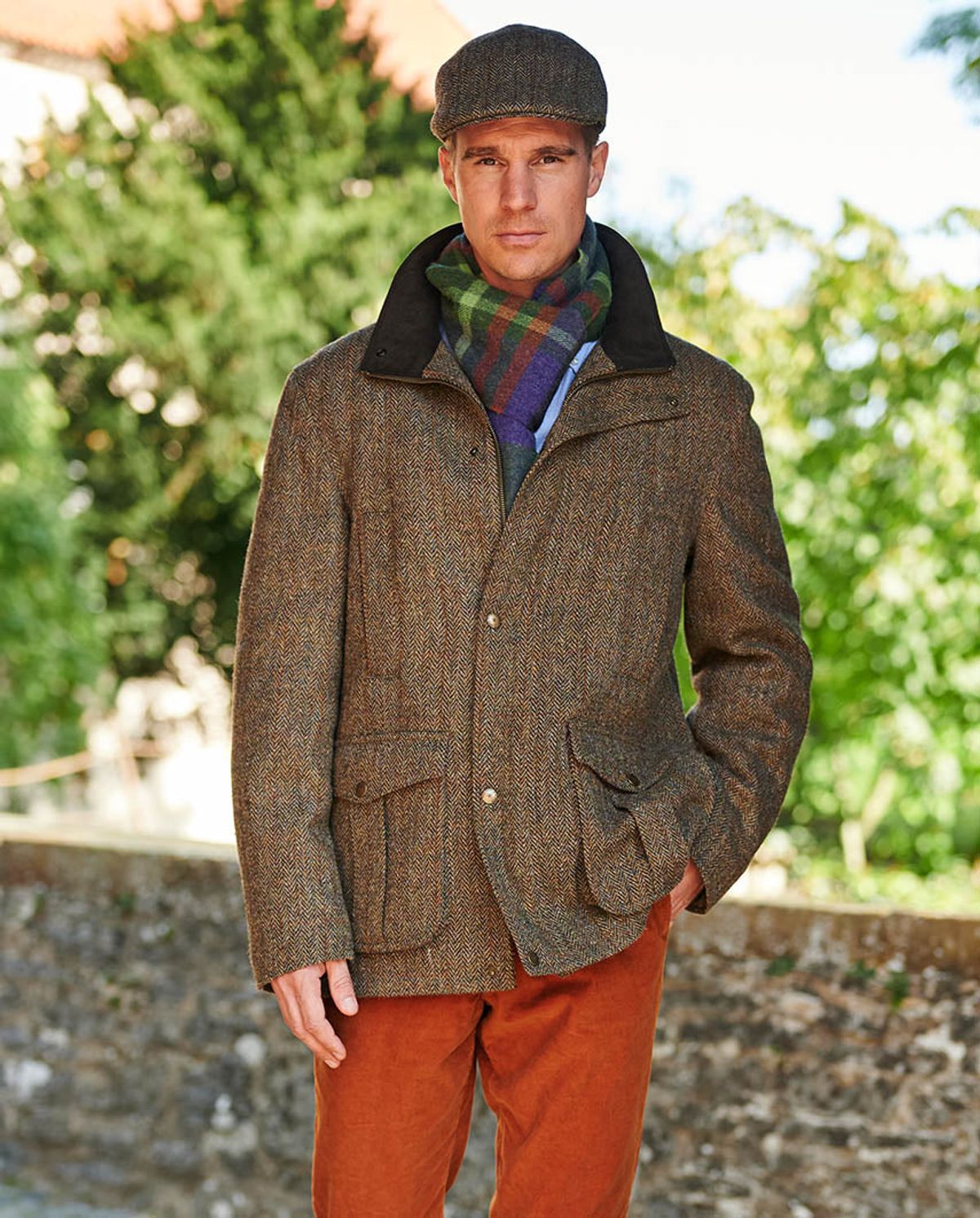 Bristol Field Coat skydejakke Harris Tweed, evergreen herringbone - 46 (XS)