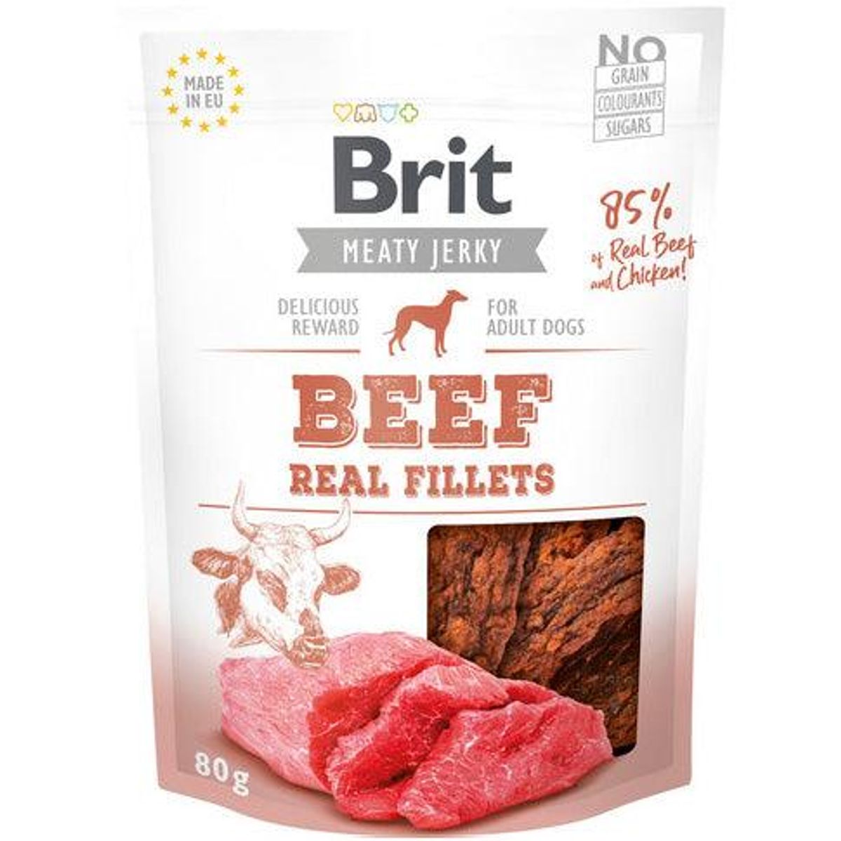 Brit Jerky Beef Fillets 80g