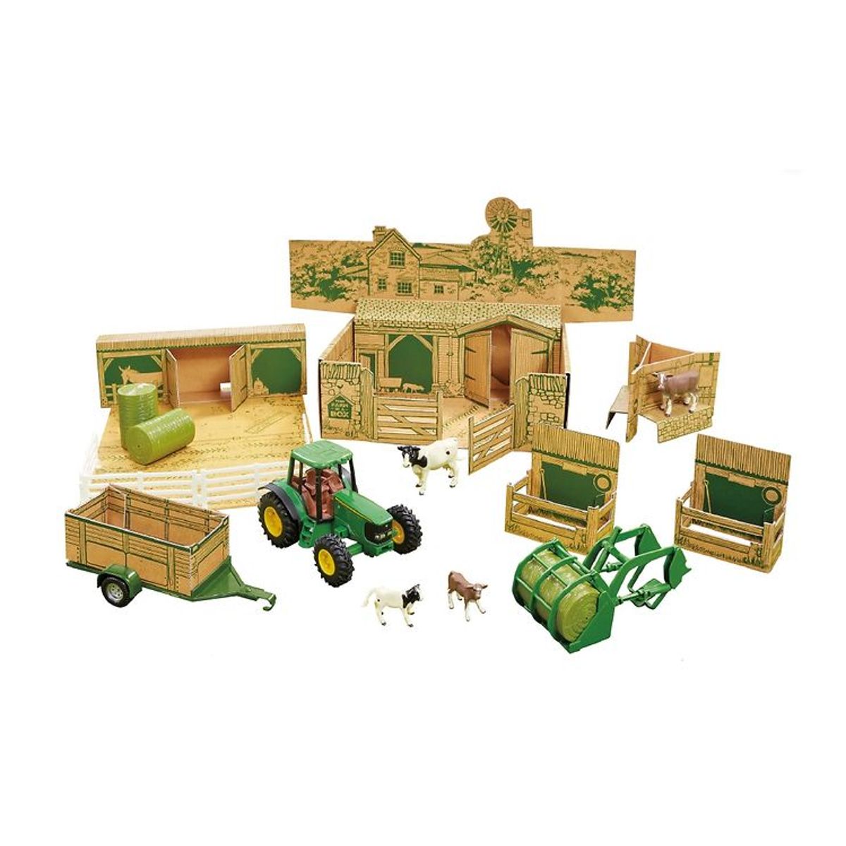 Britains Legesæt - 43257 - John Deere - 20 Dele - Farm In A Box