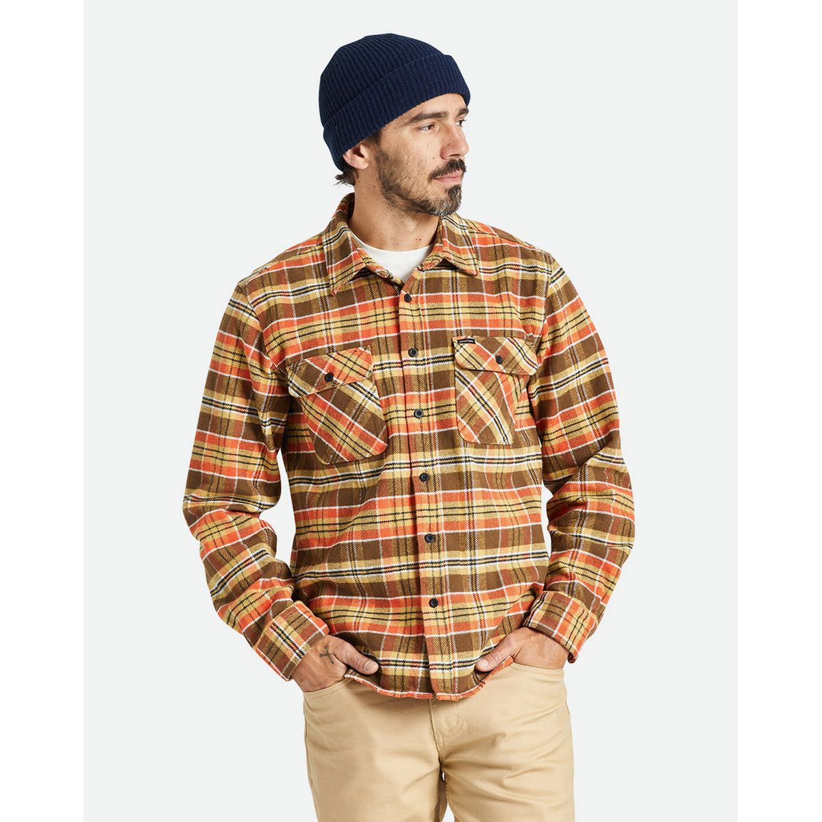 Brixton Bowery Heavy Weight L/S Flannel Brown