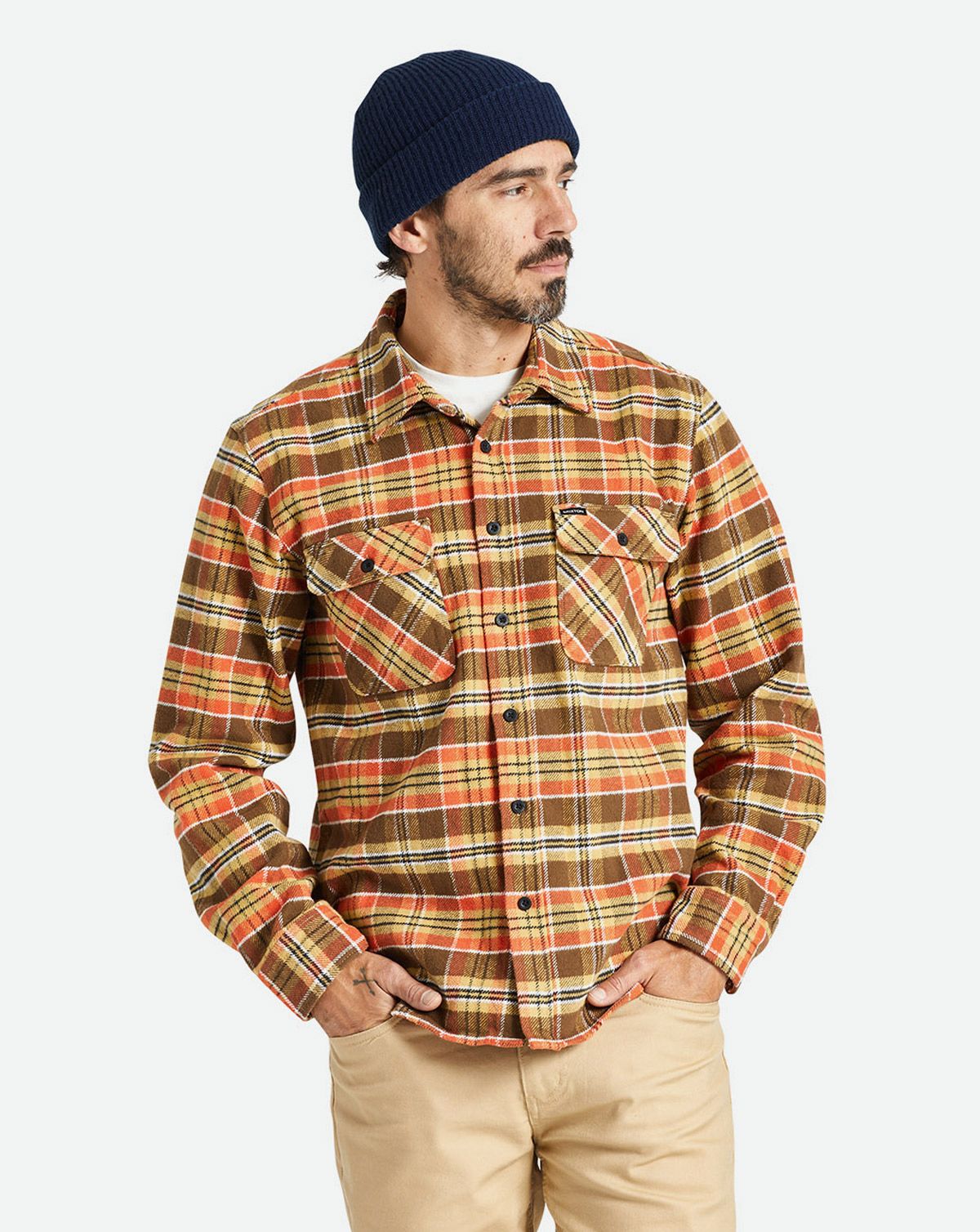 Brixton Bowery Heavy Weight L/S Flannel Brown