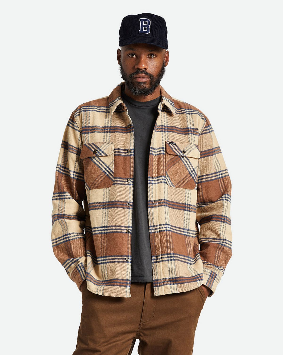 Brixton Bowery Heavy Weight L/S Flannel Ocre Brown