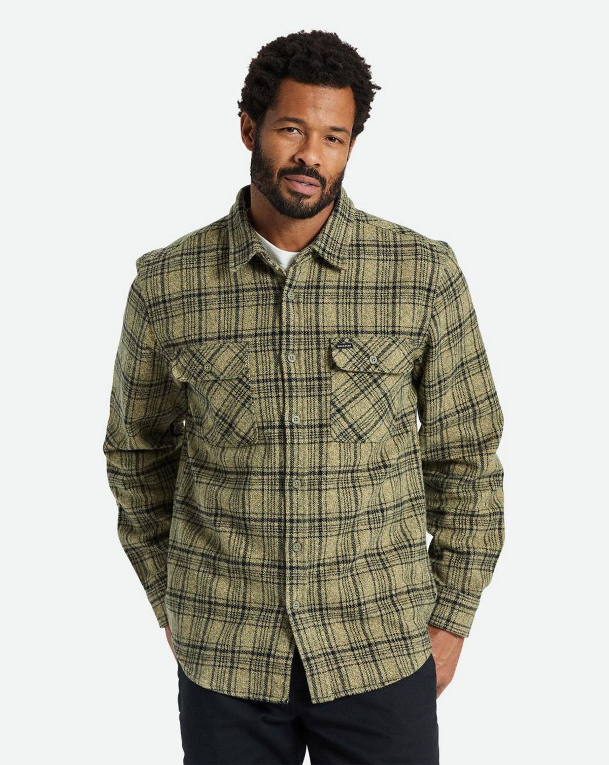 Brixton Bowery Heavy Weight L/S Flannel Olive