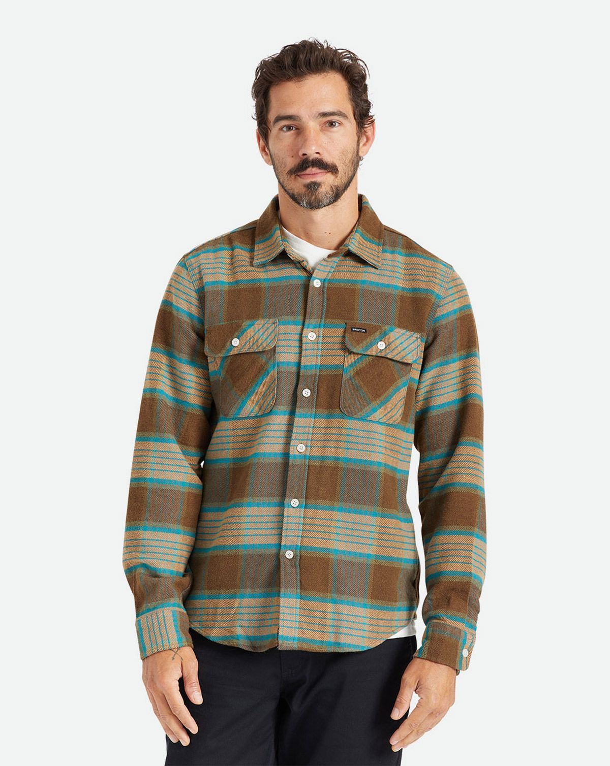 Brixton Bowery Langærmet Flannel Skjorte Brun