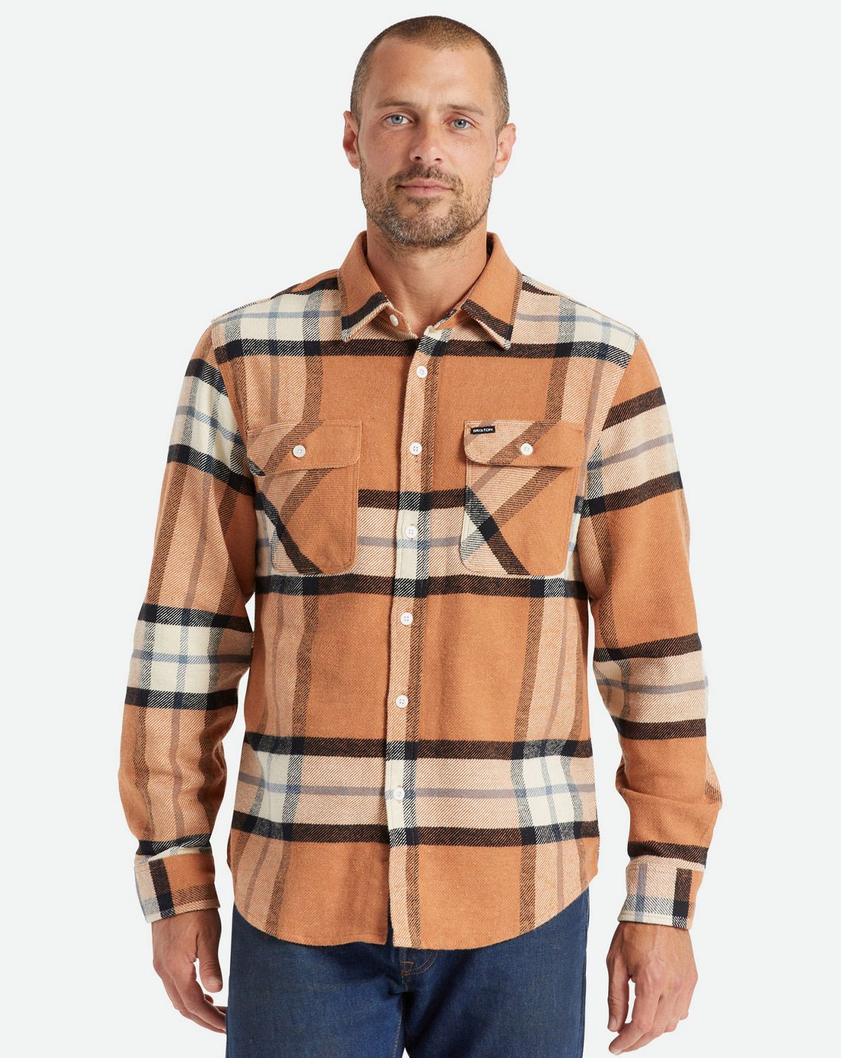 Brixton Bowery Langærmet Flannel Skjorte Lys orange