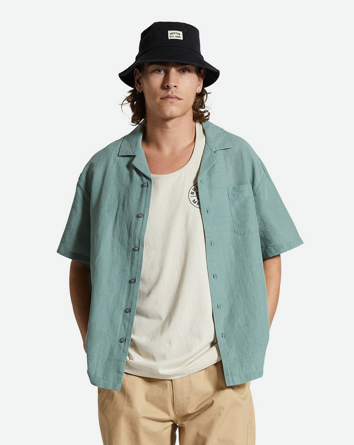 Brixton Bunker Linen Blend S/S Green