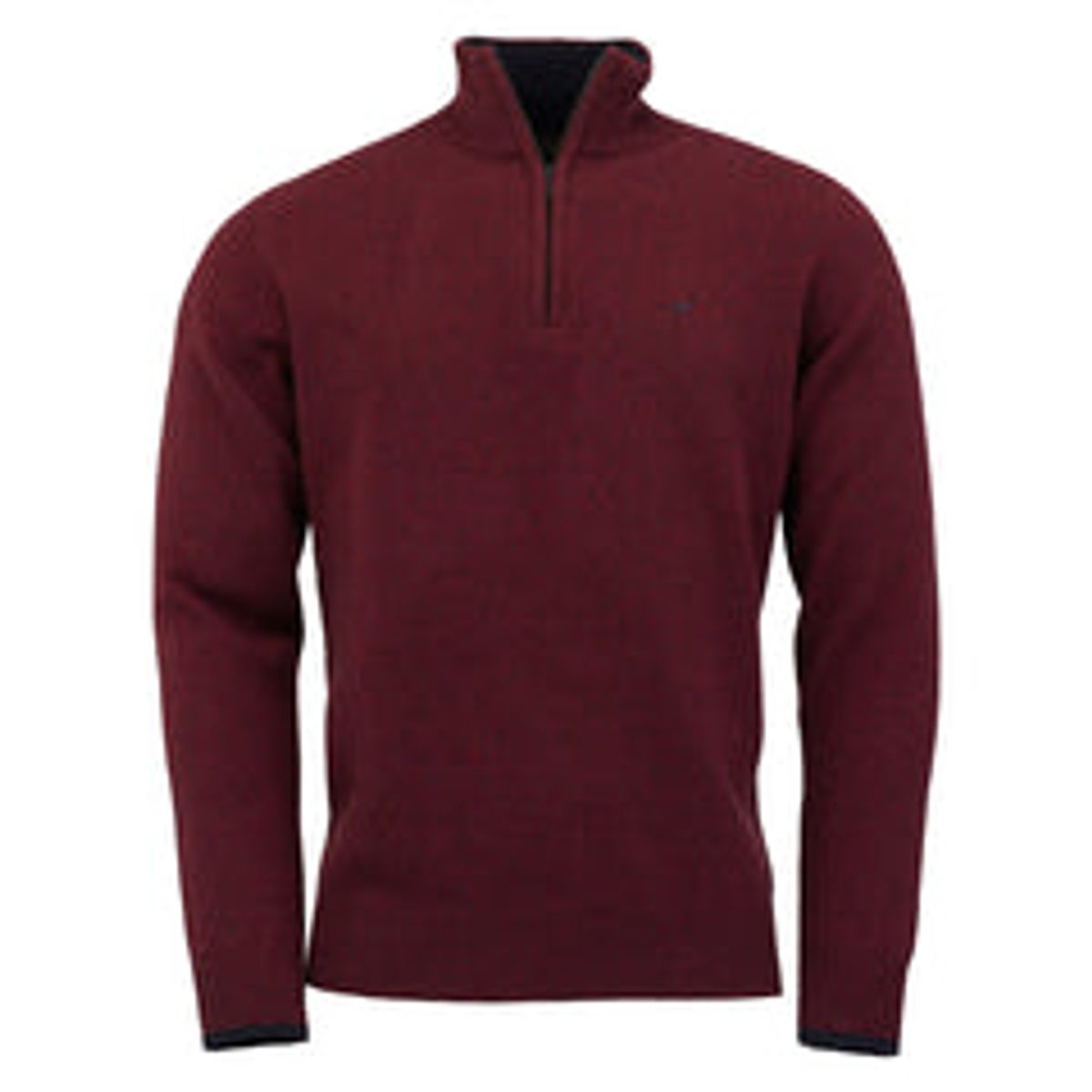 Brompton Zip Neck Lammeuld Sweater - Burgundy