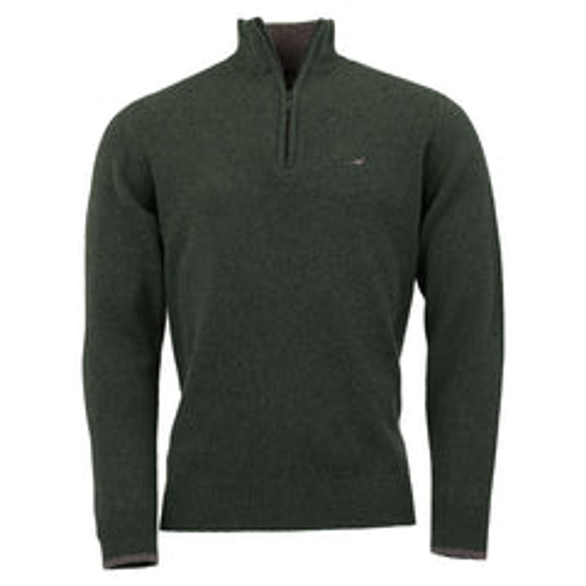 Brompton Zip Neck Lammeuld Sweater - Loden