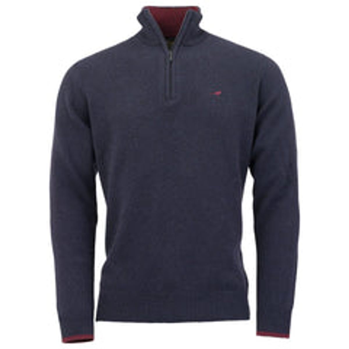 Brompton Zip Neck Lammeuld Sweater - Storm