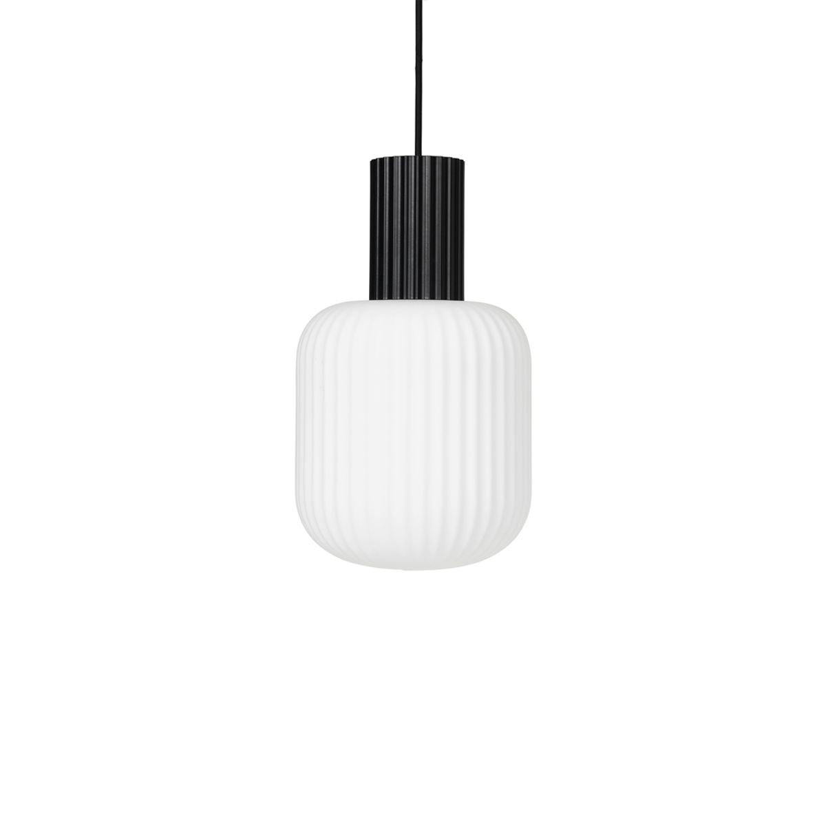 BROSTE COPENHAGEN Lolly loftlampe - hvid opal glas og sort aluminium