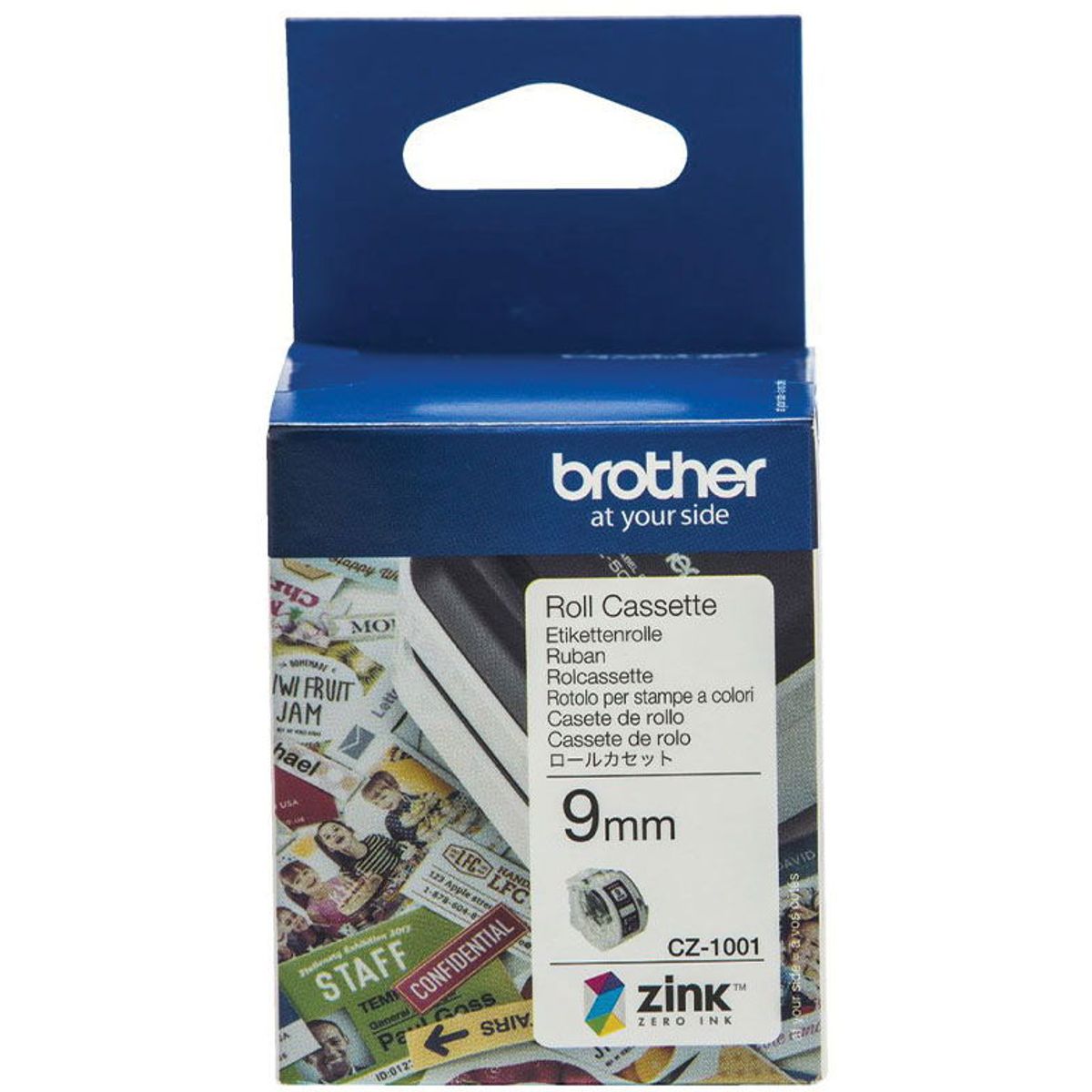 Brother CZ1001 etiketter 9 mm x 5 m hvid