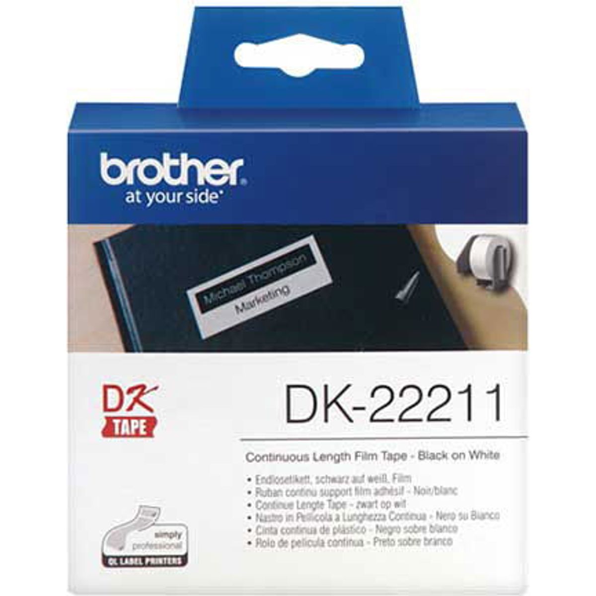 Brother etiketter 15.24 m DK22211, hvid