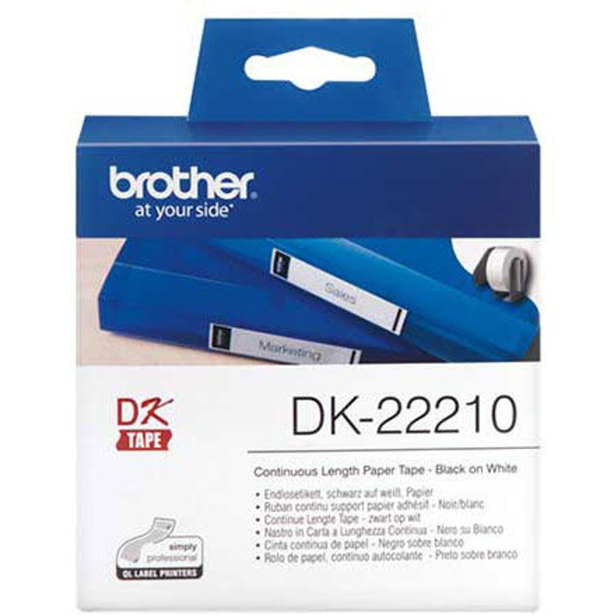 Brother etiketter 30.48 m DK22210, hvid