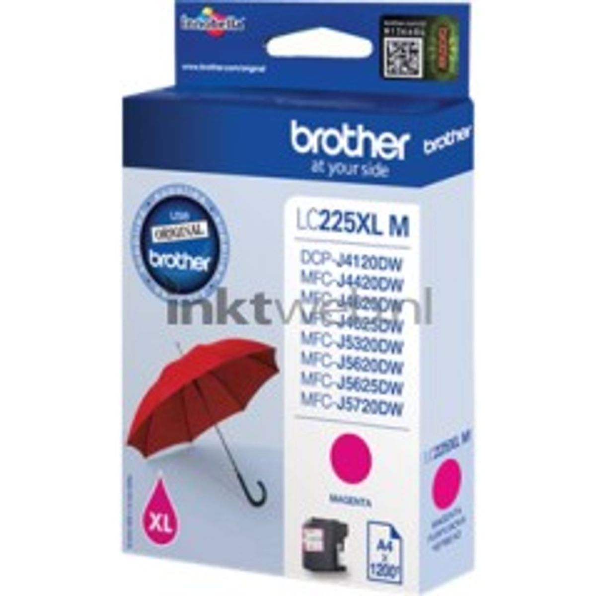 Brother LC 225XLM Magenta 1200 sider Blæk