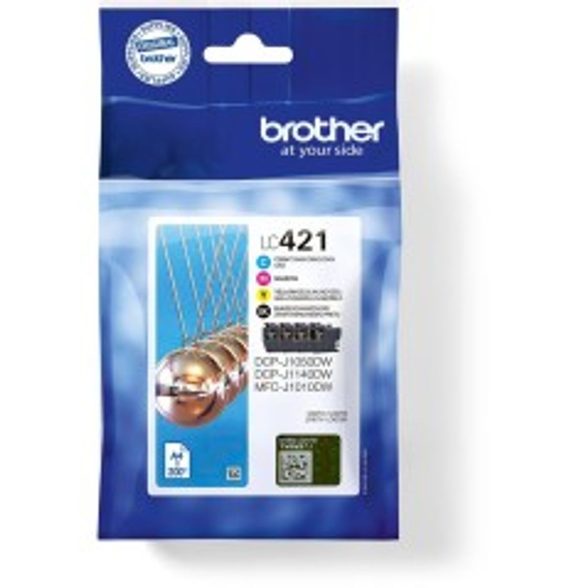 Brother LC 421 Value Pack Sort Gul Cyan Magenta 200 sider Blæk