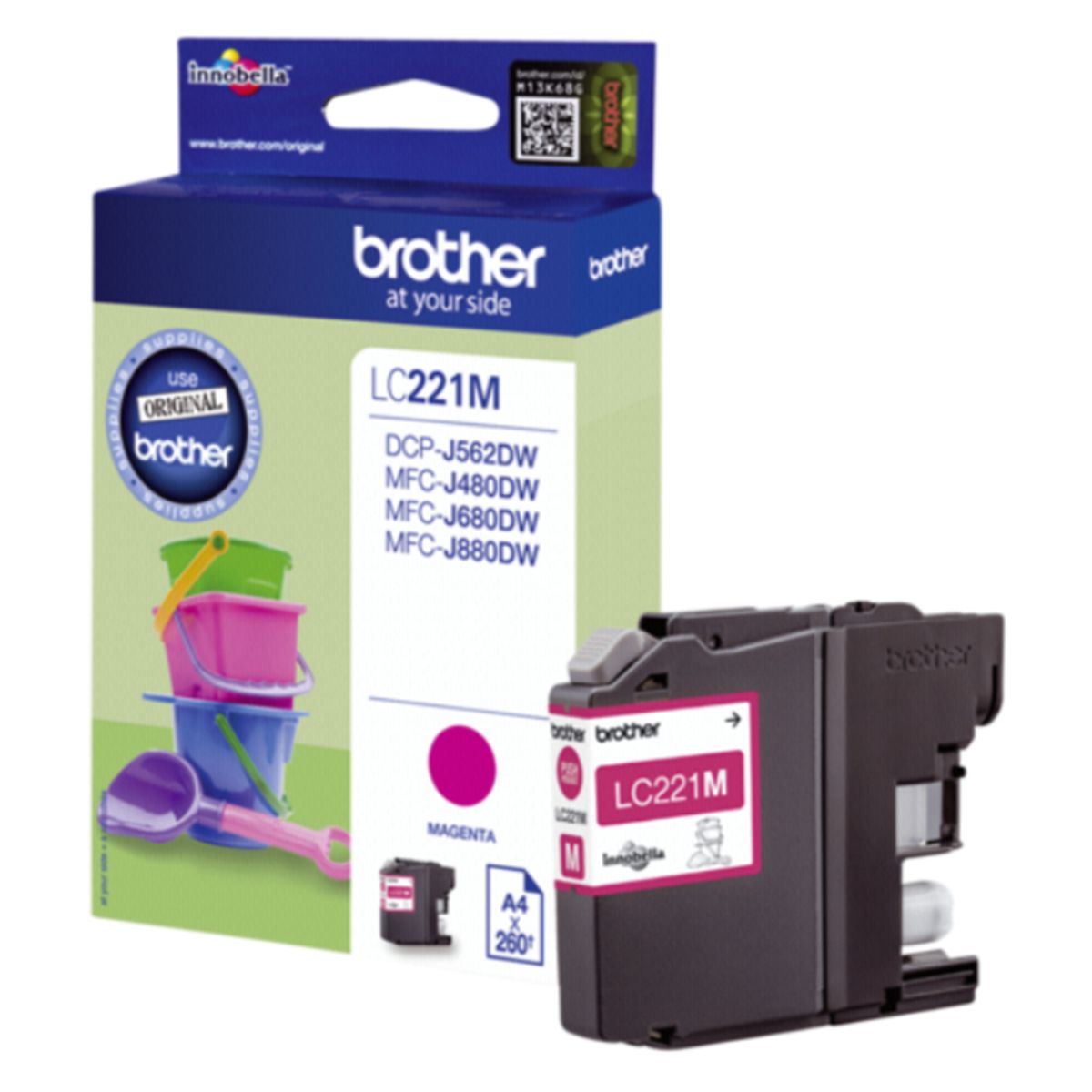 Brother LC221 M blækpatron magenta, Original 3,9 ml