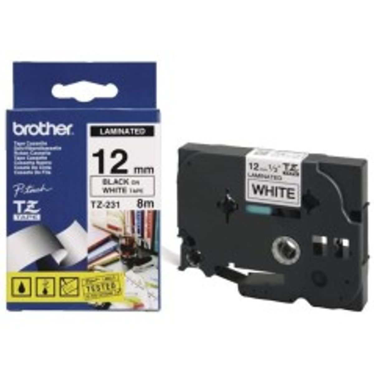 Brother P-Touch Tape Black on White